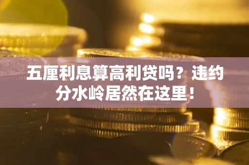 武汉五厘利息算高利贷吗？违约分水岭居然在这里！